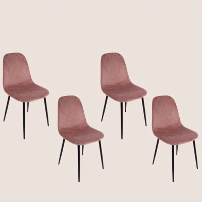 Chaise de salle à manger en velours et métal (lot de 4) AURELIA - HELLIN