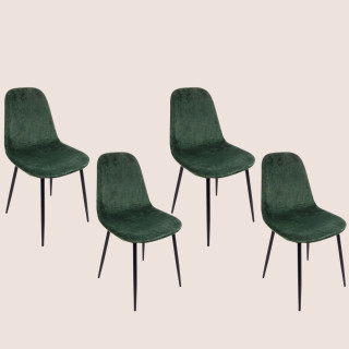 Chaise de salle à manger en velours et métal (lot de 4) AURELIA - HELLIN