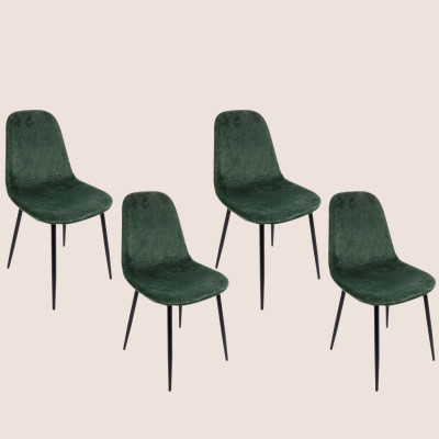 Chaise de salle à manger en velours et métal (lot de 4) AURELIA - HELLIN