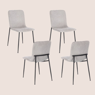 Chaise design en tissu et pieds en métal noir (lot de 4) BREDA - HELLIN
