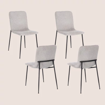 Chaise design en tissu et pieds en métal noir (lot de 4) BREDA - HELLIN