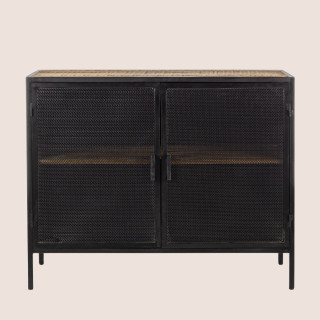 Buffet industriel en métal noir : 2 portes / 1 étagère | Hellin