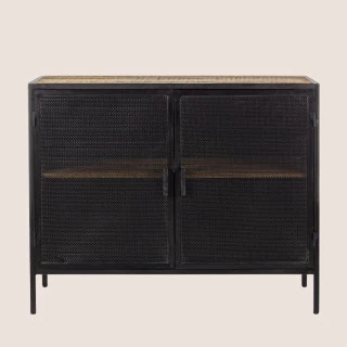 Buffet industriel en métal noir : 2 portes / 1 étagère | Hellin