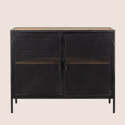 Buffet industriel en métal noir : 2 portes / 1 étagère | Hellin