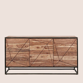 Buffet de salle à manger en acacia et en métal 3 portes L145 ELEANOR - HELLIN