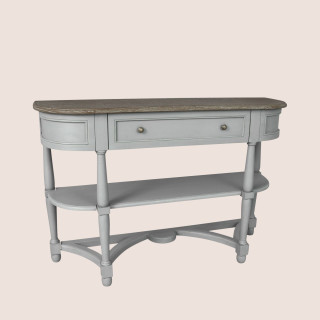 Console drapier romantique en bois double plateau 1 tiroir BERENICE - HELLIN