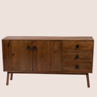 Buffet bas en manguier 2 portes 3 tiroirs L150 GIL - HELLIN