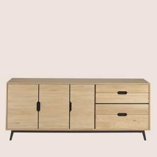 Buffet bas en bois clair : vintage / scandinave | Hellin
