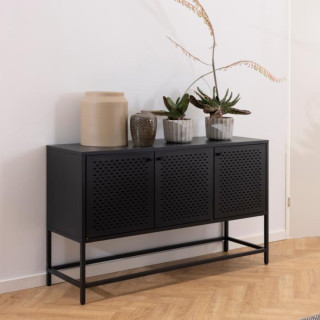 Buffet bas scandinave en métal noir 3 portes L125 HARLOW - HELLIN