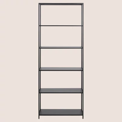Bibliothèque scandinave en métal noir 5 tablettes HARLOW - HELLIN