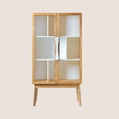 vitrine buffet scandinave en bois et portes en verre AVALON - HELLIN