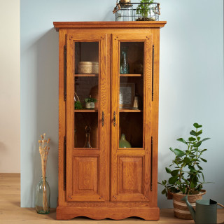 Vitrine 2 portes en chêne massif La Bresse  - Hellin.fr