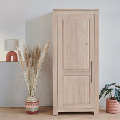 Bonnetière moderne en chêne blanchi 1 porte 3 tablettes BOSTON - HELLIN