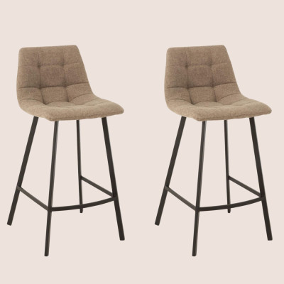 Chaise de bar en tissu et en métal noir ( lot de 2) OLIVIA - HELLIN