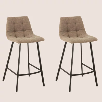 Chaise de bar en tissu et en métal noir ( lot de 2) OLIVIA - HELLIN