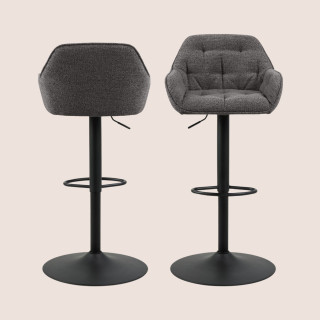 Tabouret de bar en tissu et pied tulipe métal noir (lot de 2) - BROOK