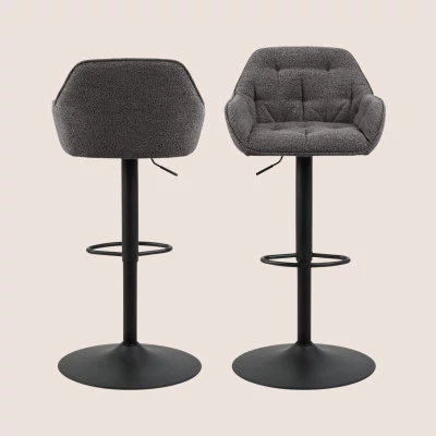 Tabouret de bar en tissu et pied tulipe métal noir (lot de 2) - BROOK