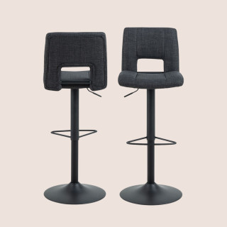 Tabouret de bar en tissu piétement tulipe noir (lot de 2) - SYLVETTE