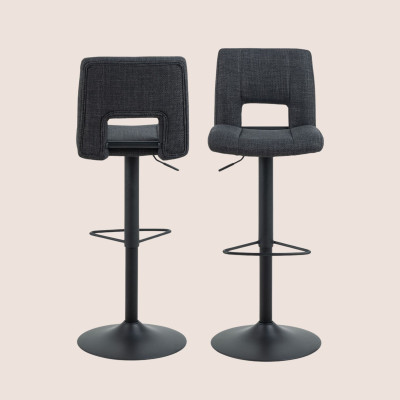 Tabouret de bar en tissu piétement tulipe noir (lot de 2) - SYLVETTE