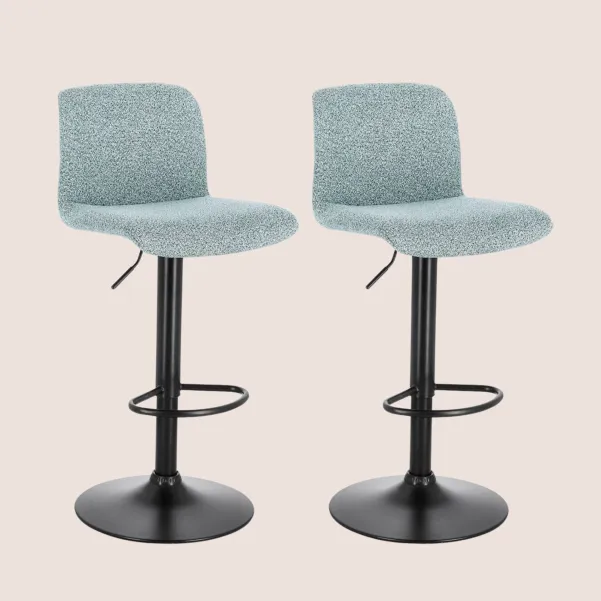 Chaise de bar réglable en tissu et métal noir (lot de 2) RAPHAEL - HELLIN