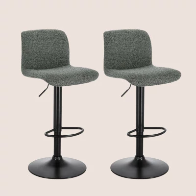 Chaise de bar réglable en tissu et métal noir (lot de 2) RAPHAEL - HELLIN
