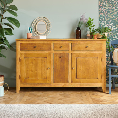 Buffet 2 portes - 4 tiroirs en chêne massif - HELLIN