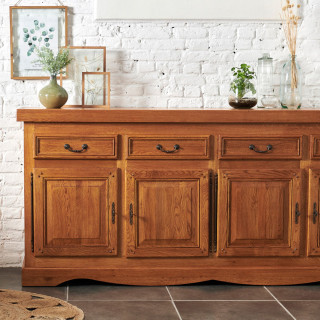 Buffet bas en bois La Bresse : 4 portes / style rustique | Hellin