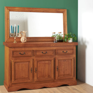 Buffet bas en chêne massif de style rustique / 3 portes | Hellin