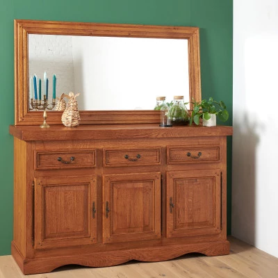 Buffet bas en chêne massif de style rustique / 3 portes | Hellin