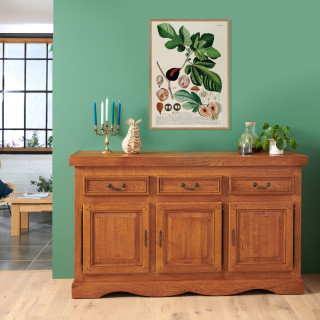 Buffet bas en chêne massif de style rustique / 3 portes | Hellin