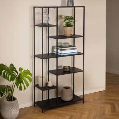 Bibliothèque scandinave en métal noir 6 tablettes HARLOW - HELLIN