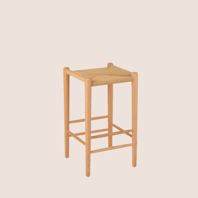 Tabouret de bar en corde et bois LEO - HELLIN