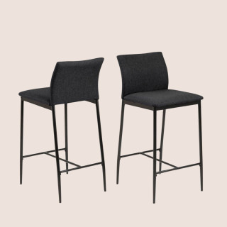 Tabourets de bar en métal et tissu gris (lot de 2) FAUST - HELLIN