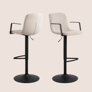 Tabourets de bar réglables et pivotants beiges (lot de 2) NOA - HELLIN