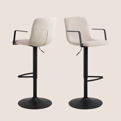 Tabourets de bar réglables et pivotants beiges (lot de 2) NOA - HELLIN