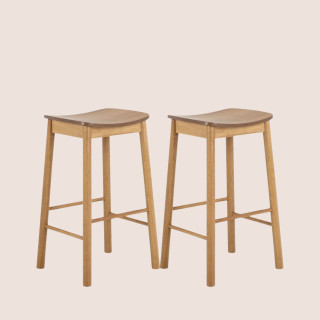 Tabourets de bar en bois naturel (lot de 2) IZIA - HELLIN