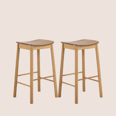 Tabourets de bar en bois naturel (lot de 2) IZIA - HELLIN