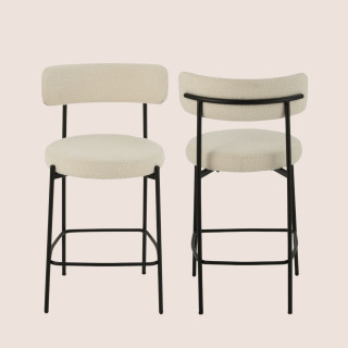Chaises de bar bouclette et métal noir (lot de 2) GERDA - HELLIN