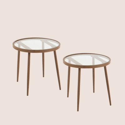 Table basse en verre et métal / lot de 2 | Hellin