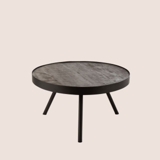 Table basse ronde en bois de manguier et métal L60 MALKO - HELLIN