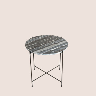 Table basse ronde en marbre et pieds en métal noir D50 MELBA - HELLIN