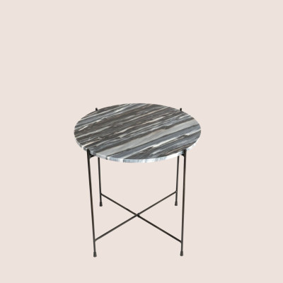 Table basse ronde en marbre et pieds en métal noir D50 MELBA - HELLIN