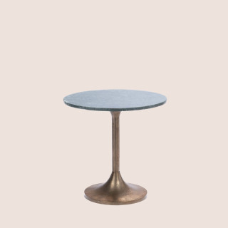 Bout de canapé tulipe en métal doré et marbre vert D46 -HELLIN