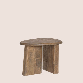 Table basse de salon triangulaire forme galet en bois de manguier L60 JUAREZ - HELLIN