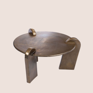 Table basse ronde en aluminium doré D85 CHLOE - HELLIN