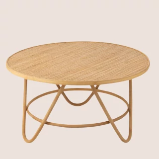 Table basse ronde en rotin naturel D80 TARO - HELLIN