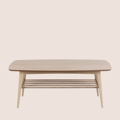 Table basse rectangulaire en chêne blanchi 1 tablette KIRSTEN - HELLIN