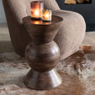 Table basse ronde en manguier brun SUGAR - HELLIN