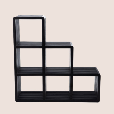 Bibliothèque étagère échelle en teck 6 cubes de rangement MILAN - HELLIN