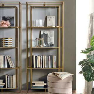 Bibliothèque contemporaine en métal doré et verre L68 LAURE - HELLIN